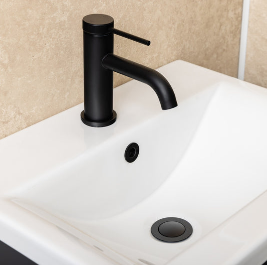 Como Matt Black Basin Mixer Tap - Inc Waste