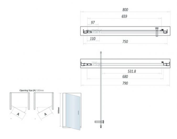 SL6 800mm Brushed Brass Pivot Door