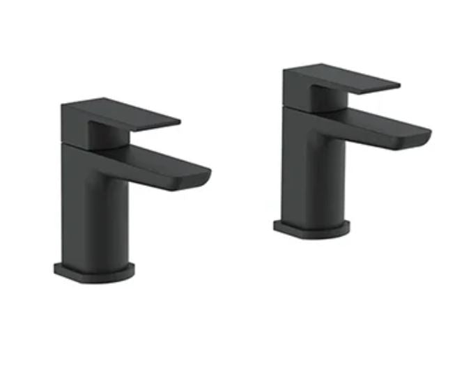 Mura Matt Black Basin Taps (Pair) Hot and Cold