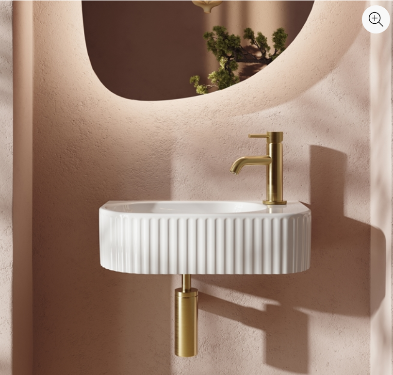 Fluted 400 x 215 x 120mm Fluted Cloakroom Basin - Gloss White