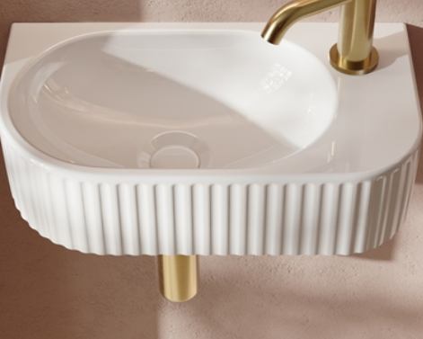 Fluted 400 x 215 x 120mm Fluted Cloakroom Basin - Gloss White