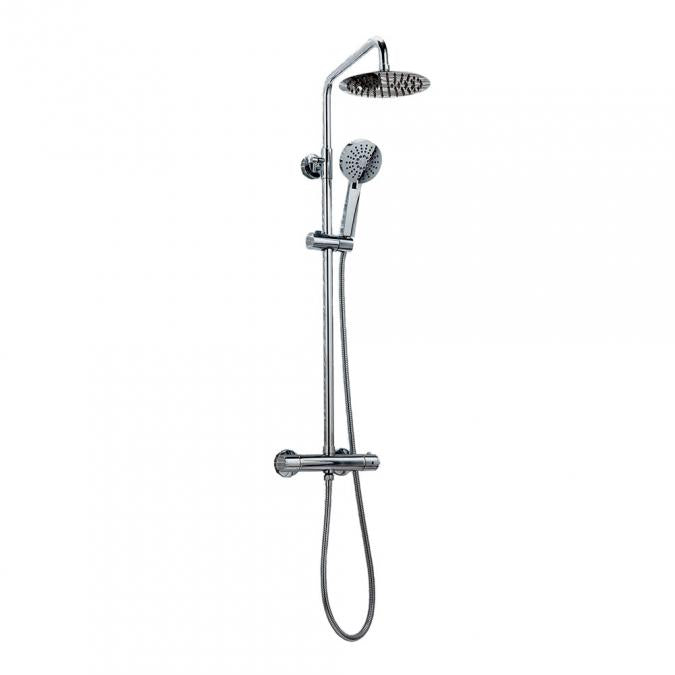 Savanah Chrome Round Rigid Riser Shower Set – Corso Bathrooms