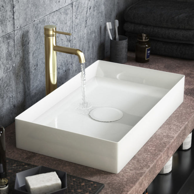 750mm Gloss White Rectangle Countertop Basin