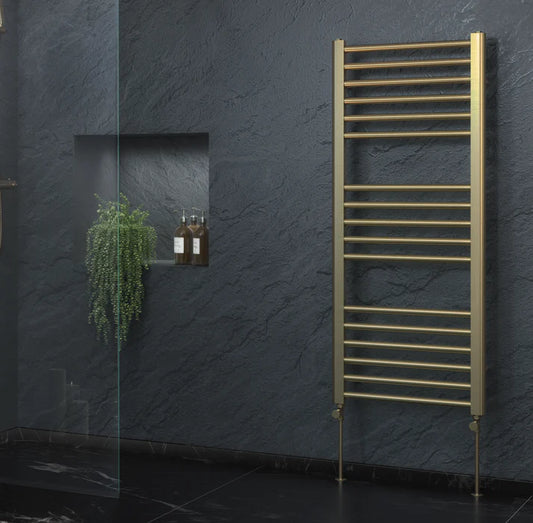 Brushed Brass 800 x 400mm Towel Radiator Ladder Rail Bathroom - Lifetime Guarantee
