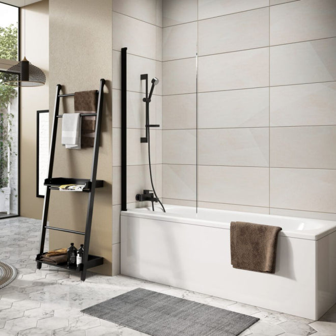 Talia Matt Black Hinged Bath Screen