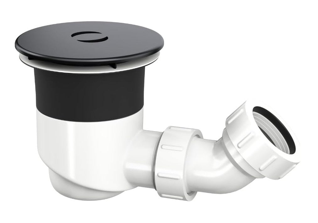 TOP-FIX Easy Fit Shower Tray Waste 90mm with Elbow - Matt Black Finish