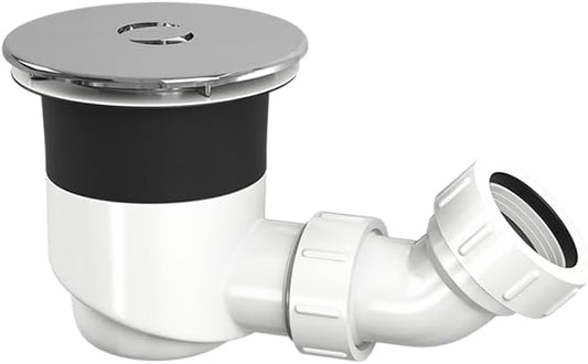 TOP-FIX Easy Fit Shower Tray Waste 90mm with Elbow - Chrome Finish