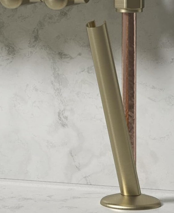 Luxury Brushed Brass 15mm Radiator Pipe Covers & Collars Easy Clip-On Set (Pair)