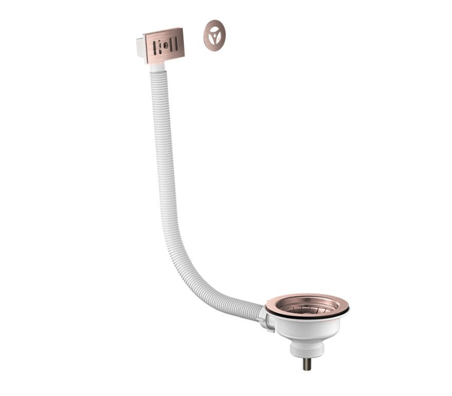 Bronx Brushed Bronze Mono Kitchen Tap with Waste and Overflow Covers
