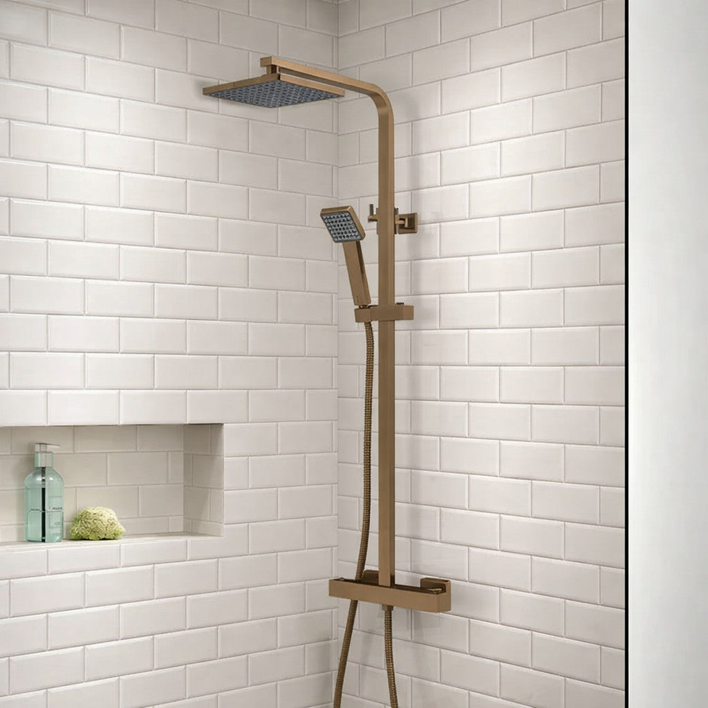 Brushed Bronze Complete Bathroom Tap and Thermostatic Shower Package