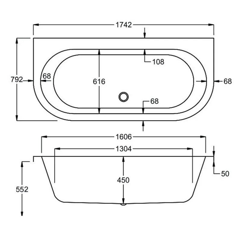 Freestanding Alcyone Double Ended Bath 1750mm x 800mm