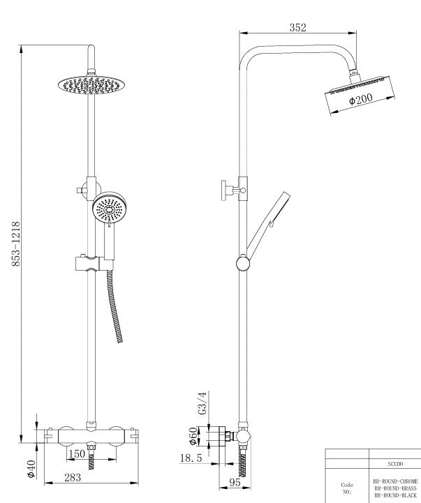 Chrome Round Thermostatic Shower Including FREE Shower Waste and BSP Brackets