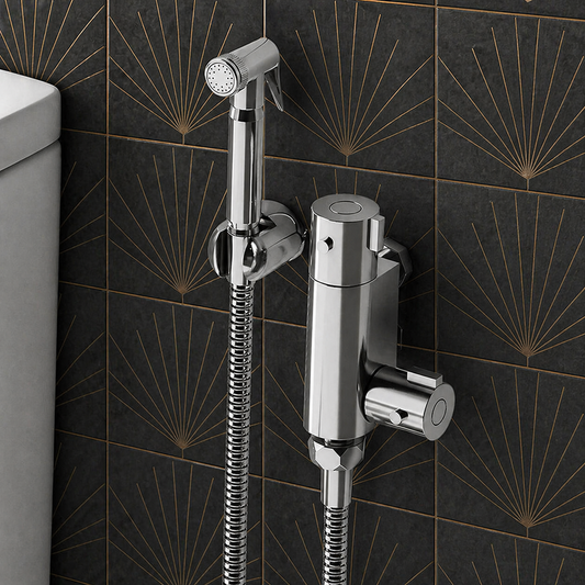 Round Douche Thermostatic Bar Valve with Shower Spray Kit Chrome