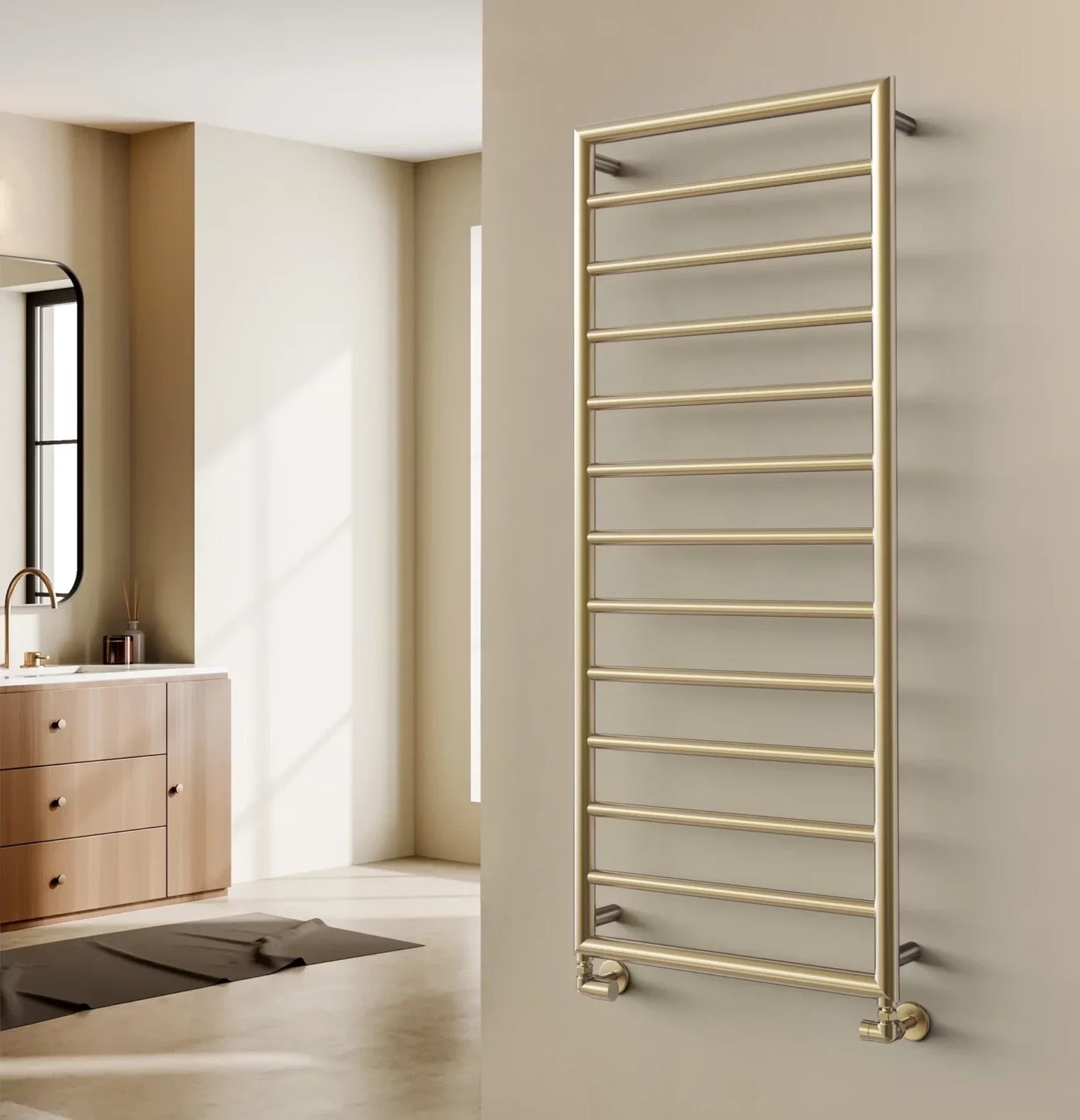 Harmony Brushed Brass Towel Rail 1200x500