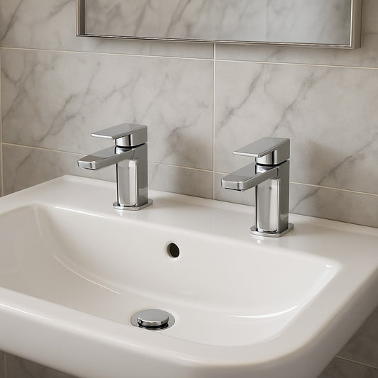 Mura Chrome Basin Taps (Pair) Hot and Cold
