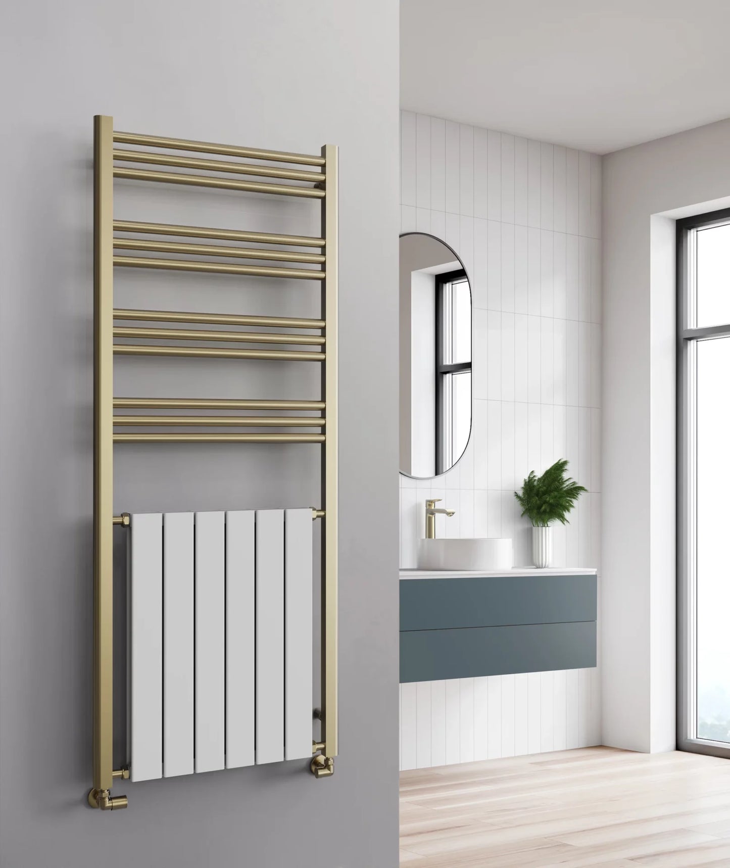 Harmony Brushed Brass Towel Rail 1200x600