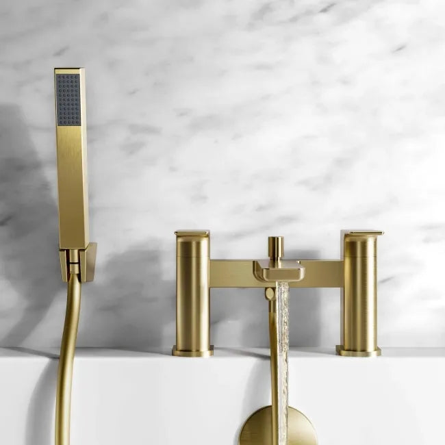 Mura Brushed Brass Bath Shower Mixer Tap Inc Head And Bracket