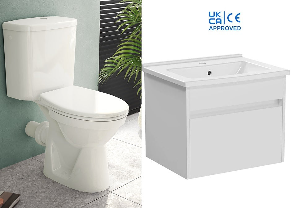Corso Complete Toilet Soft Close Seat + 600mm Wall Hung Vanity Unit Inc Basin