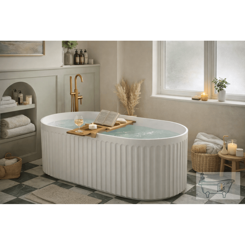 LYRA Fluted Freestanding Bath 1700 x 750 Gloss White