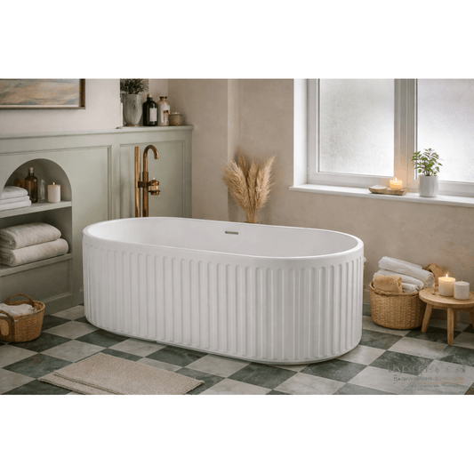LYRA - Fluted Freestanding Bath 1700 x 800 Gloss White