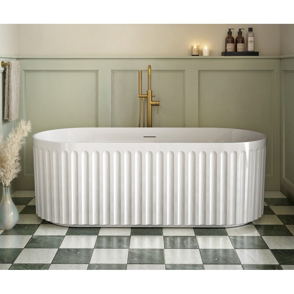 LYRA Fluted Freestanding Bath 1700 x 750 Gloss White