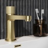 Kaka Brushed Brass Mini Basin Mixer Tap Fluted Handle
