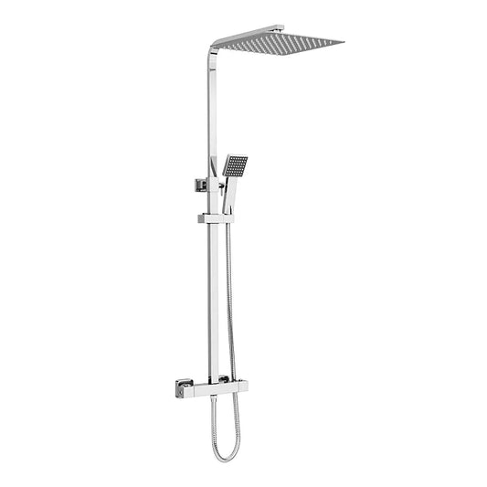 Ella Chrome Square Dual Head Rigid Riser Shower