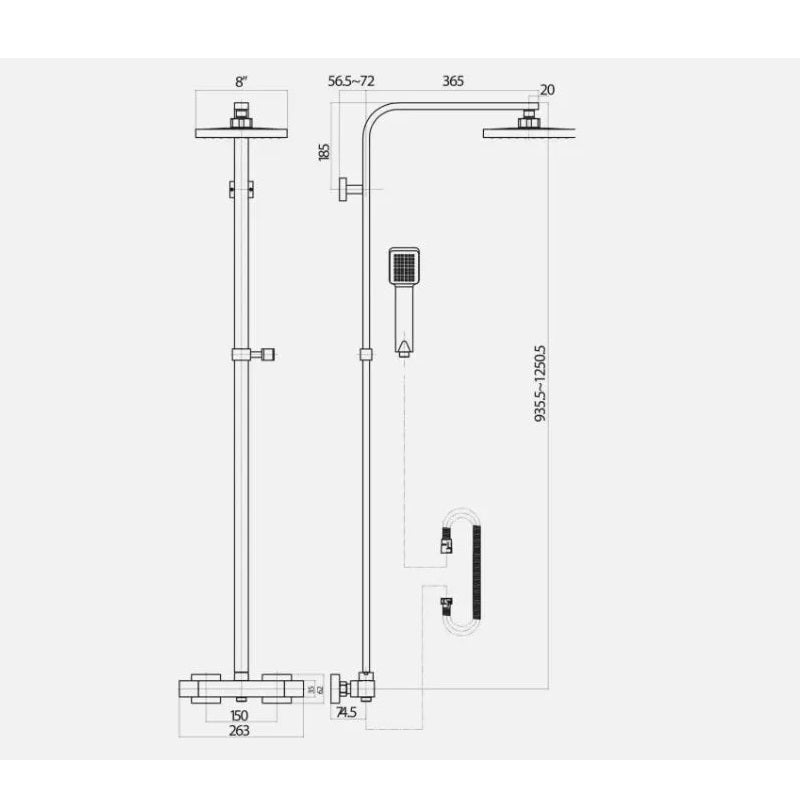 Brushed Brass Shower Kit Rigid Riser Over Head Rainfall & Brushed Brass Tap Pack with Bath Shower Mixer