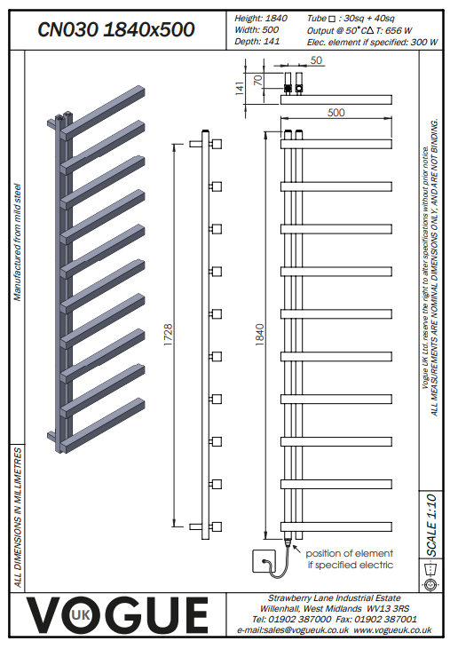Lock II Towel Rail 1840 x 500mm chrome