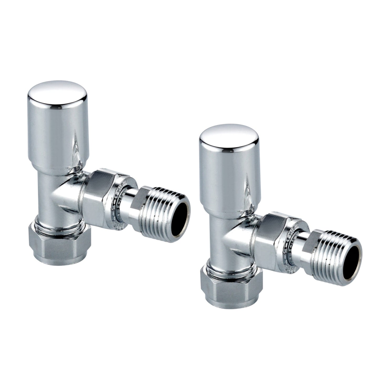 Chrome Angled Radiator Valves Inc Pipe Covers and Collars